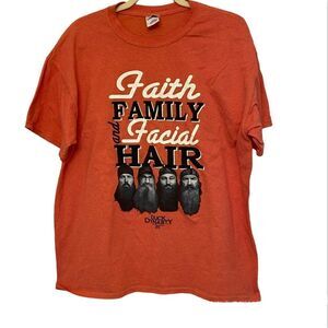Duck Dynasty mens cotton blend Graphic T-Shirt-orange size L